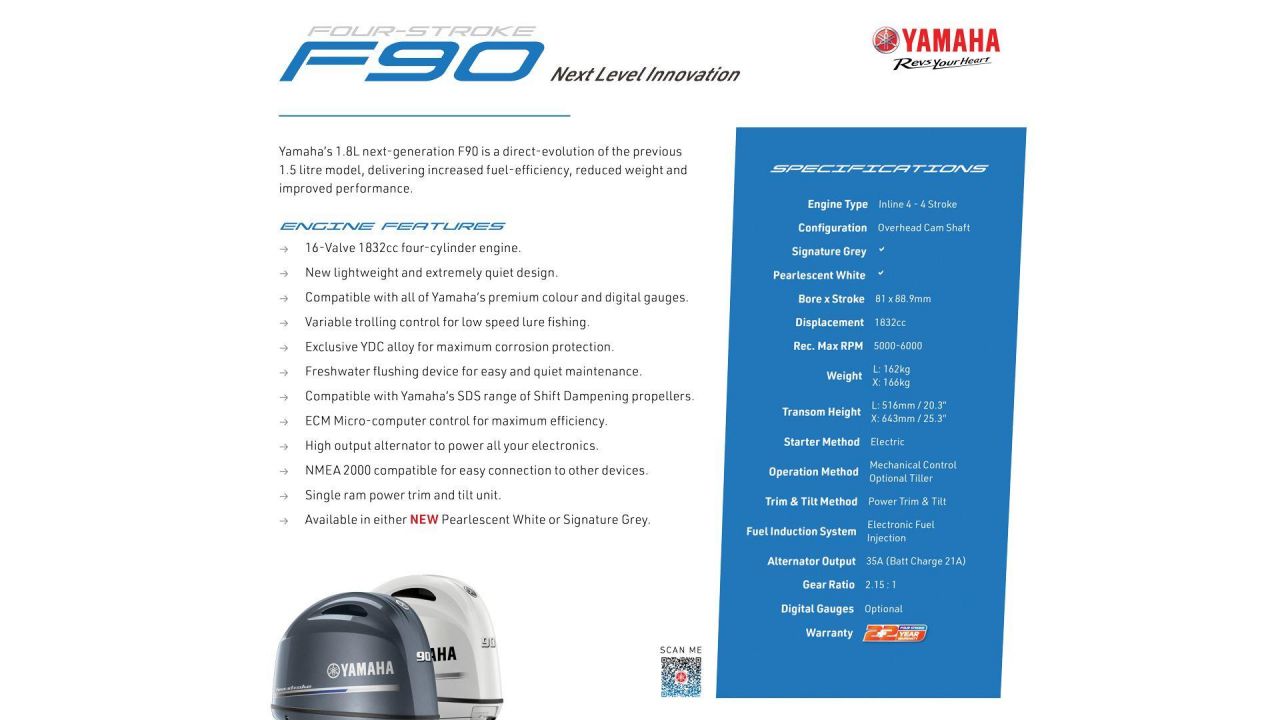 Image for F90LB Yamaha 4 Stroke 90hp Long Shaft EFI OUTBOARD FOR SALE 1