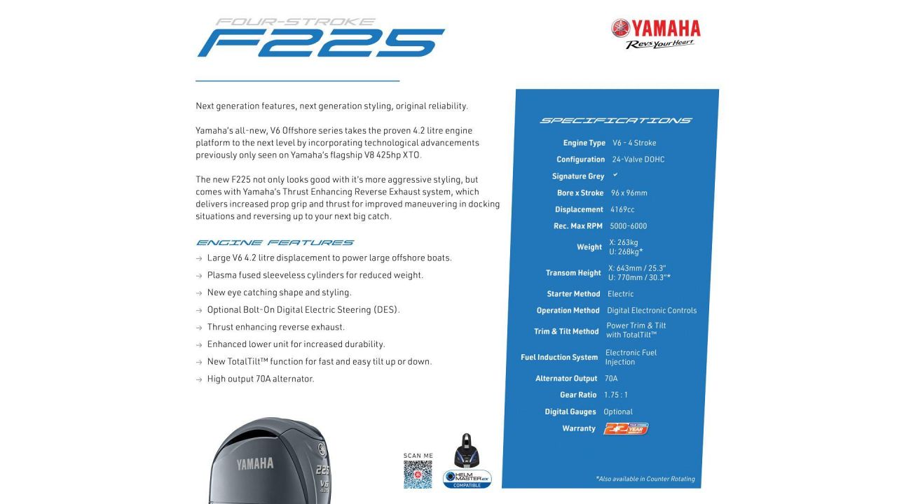 Image for F250XCB Yamaha 4 Stroke 250hp Extra-Long Shaft EFI OUTBOARD FOR SALE 1