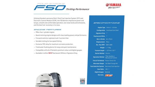 F50LB Yamaha 4 Stroke 50hp Long Shaft EFI OUTBOARD FOR SALE image