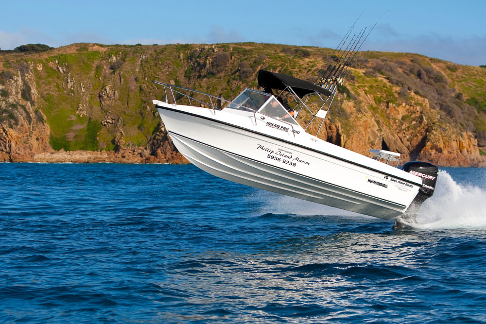Having fun in the Bass Strait Ocean Pro 600 at far from cruising speed