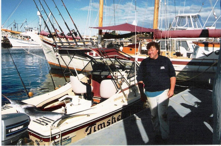 The author many years ago with his first marlin from a Cruise Craft 570 Explorer