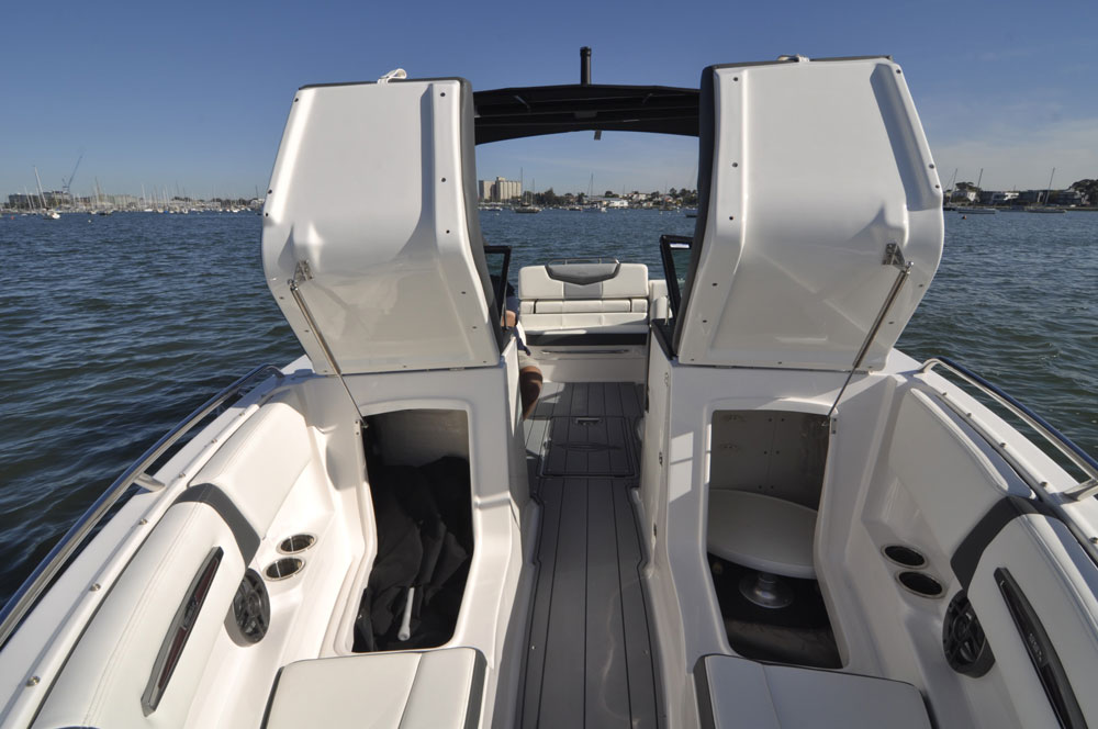 The Chaparral 247SSX has plenty of dedicated storage including an underfloor ski locker and mount for the removable table
