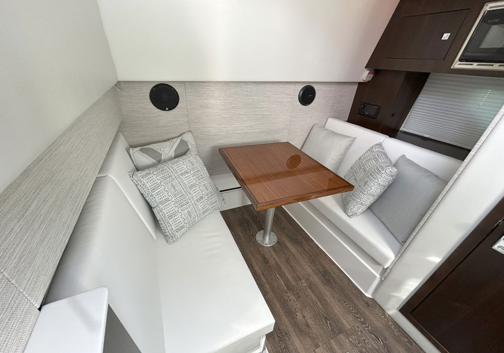 Cruisers 34GLS dinette converts to a custom sized berth
