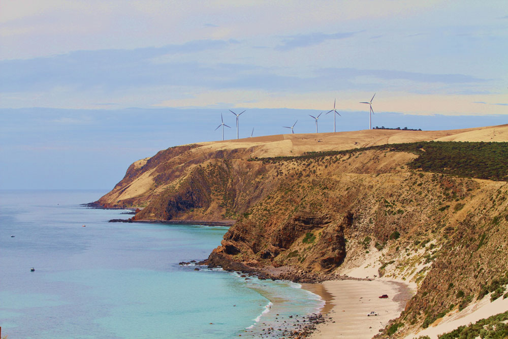 Morgans Beach and the wind farm