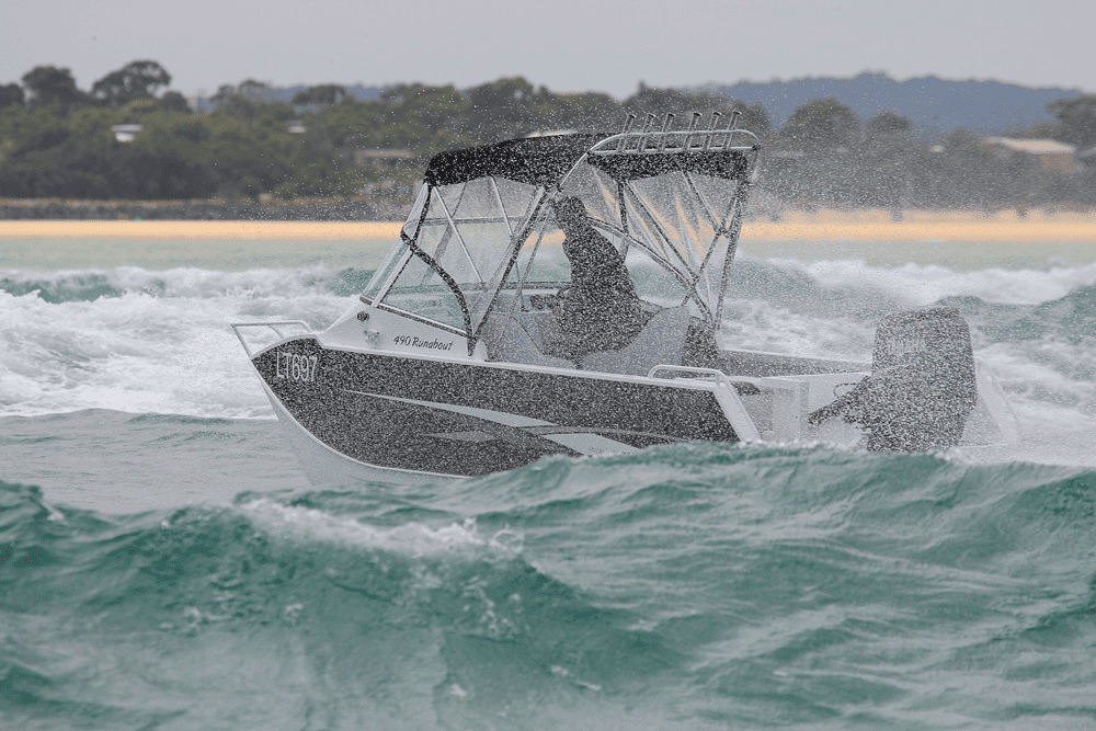 This stable and roomy little Webster 4.9 was more than adequate on the treacherous Inverloch bar